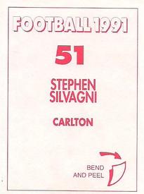 1991 Select AFL Stickers #51 Stephen Silvagni Back